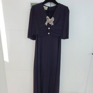 Gucci Black Maxi Dress Gown w/ Crystal Bow